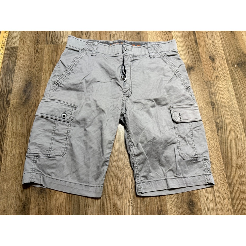WearFirst Shorts Mens Size 34 Gray Cotton Stretch Flat Front Free-Band Cargo